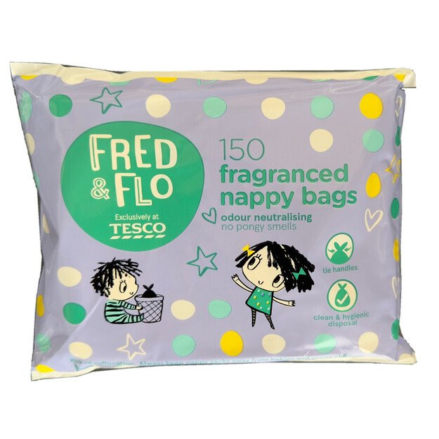 Kvepiantis maišeliai panaudotoms sauskelnėms Fred & Flo 150 nappy bags (150vnt)