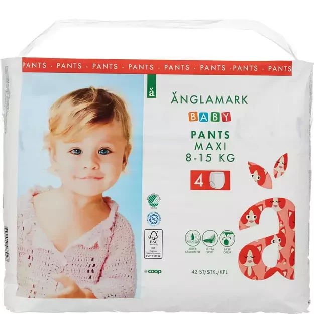 Coop Anglamark Baby Pants Maxi Dydis 4 (8-15 kg) - 42 vnt