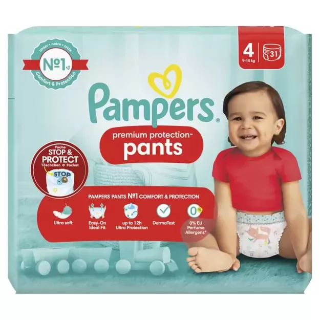 Pampers Premium Protection Pants Dydis 4 (9-15 kg) - 93(3x31)vnt