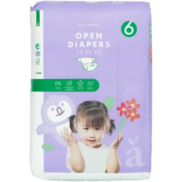 Coop Anglamark Open Diapers Dydis 6 (13-20 kg) - 40 vnt