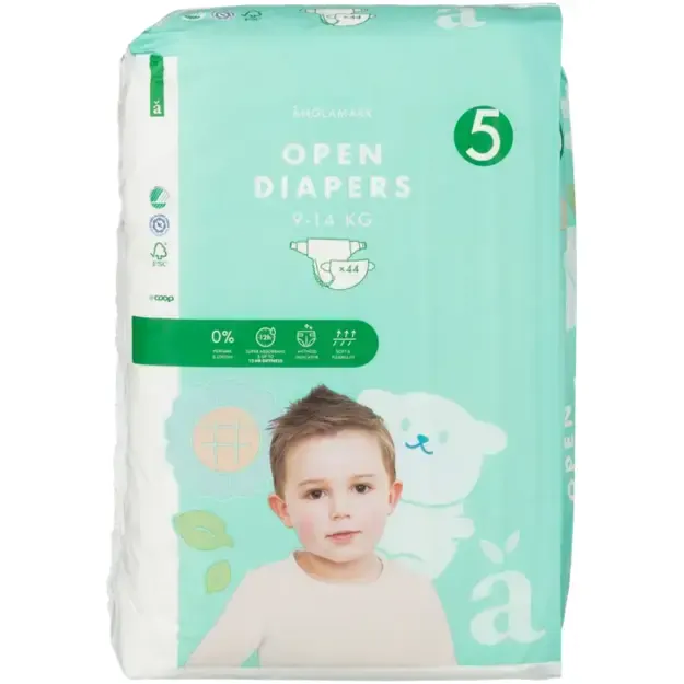 Coop Anglamark Open Diapers Dydis 5 (9-14 kg) - 44 vnt