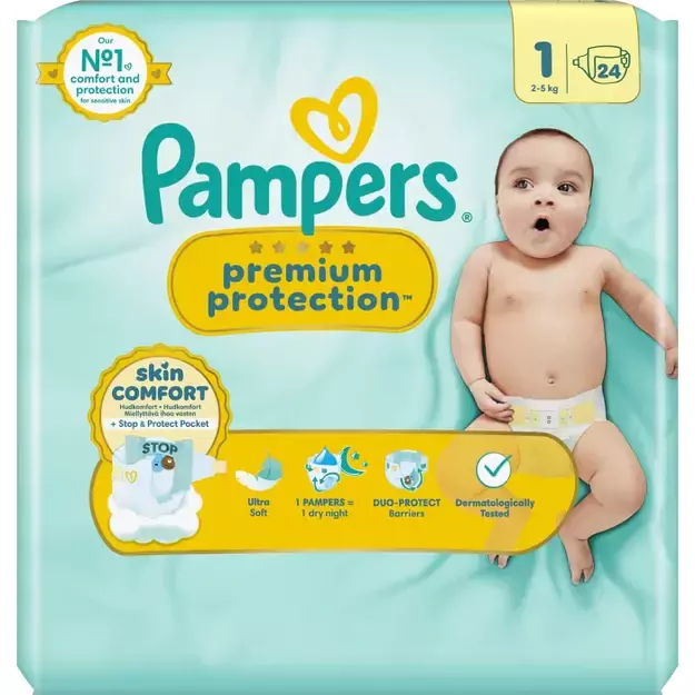 Pampers Premium Protection Dydis 1 (2-5 kg) - (3x24) 72 vnt