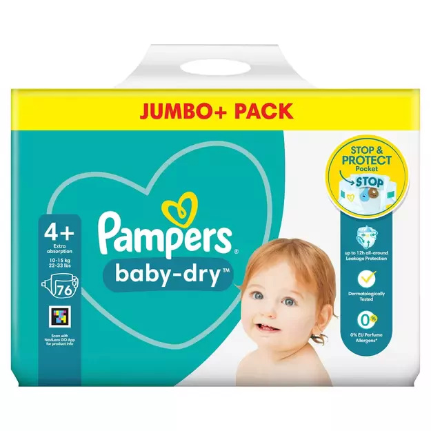 Pampers Baby Dry Dydis 4+ (10-15 kg) - 76vnt