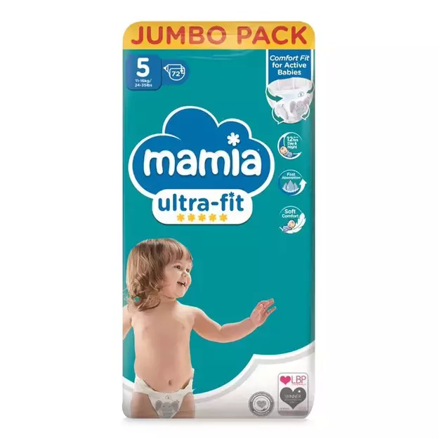 Mamia Ultra Fit Dydis 5 (11-16 kg) - 72 vnt