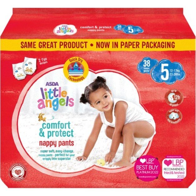 Asda Little Angels Pants Dydis 5 (12-17kg)- 76(2x38)vnt