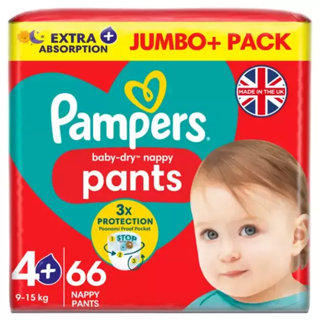 Pampers Baby Dry Pants Dydis 4+ (9-15 kg) - 66 vnt