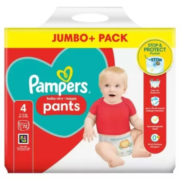 Pampers Baby Dry Pants Dydis 4 (9-15 kg) - 72 vnt