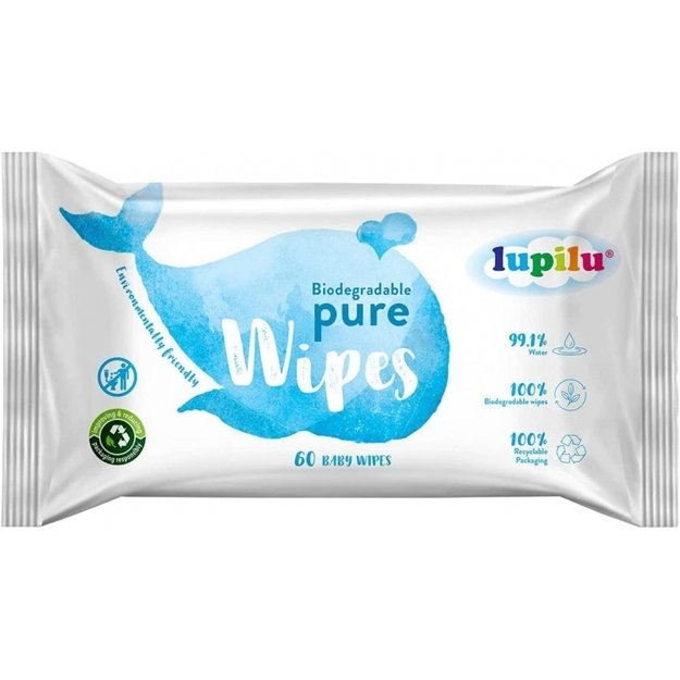 Drėgnos servetėlės Lupilu Pure Wipes (60vnt.)	