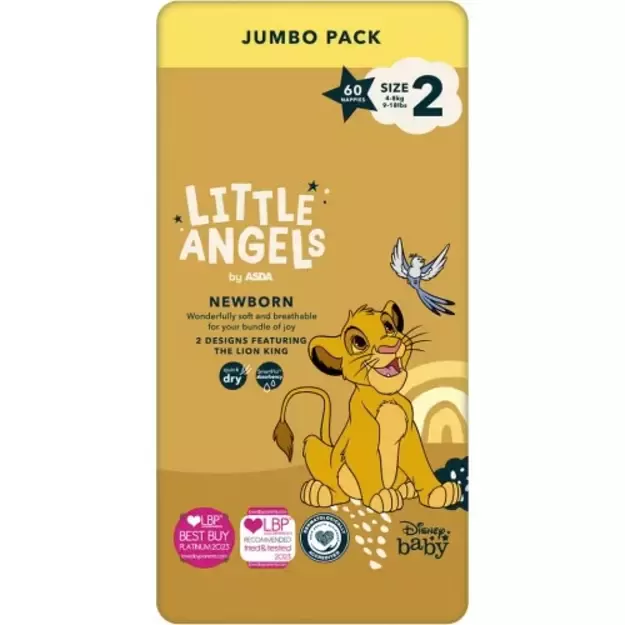 Asda Little Angels Newborn 2 (4-8 kg) – 60 vnt