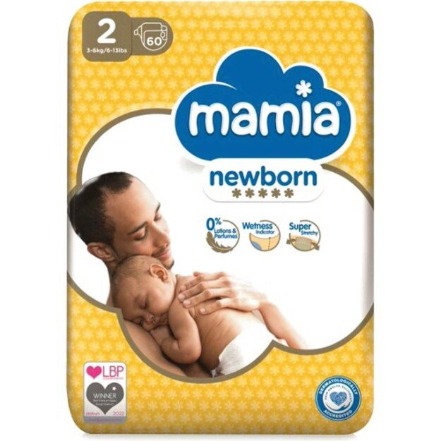 Mamia New-Born Dydis 2 (3-6 kg) - 60 vnt