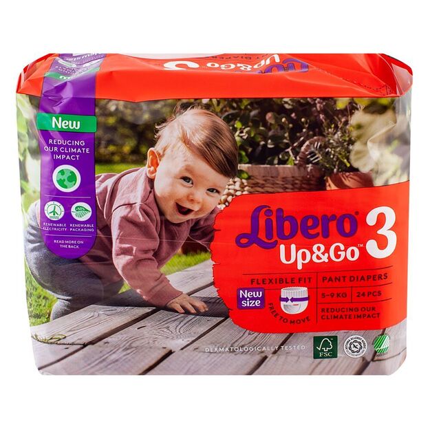 Libero Up & Go pants Dydis 3 (5-9 kg) - 72 (3x24) vnt - 21€ (0.29€/vnt)