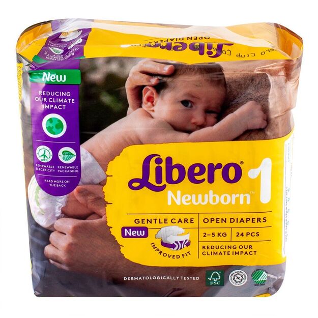 Libero Newborn Dydis 1 (2-5 kg) - 72 (3x24) vnt