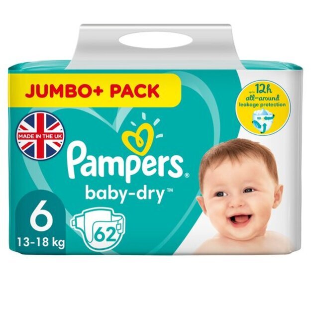 Pampers Baby Dry Dydis 6 (13-18 kg) – 62 vnt