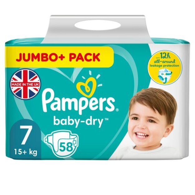 Pampers Baby Dry Dydis 7 (15+ kg) – 58 vnt 